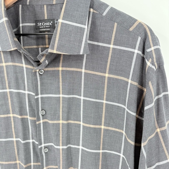 St Croix Men’s Cotton Gray Plaid Button-Up Shirt XXL - Picture 5 of 5